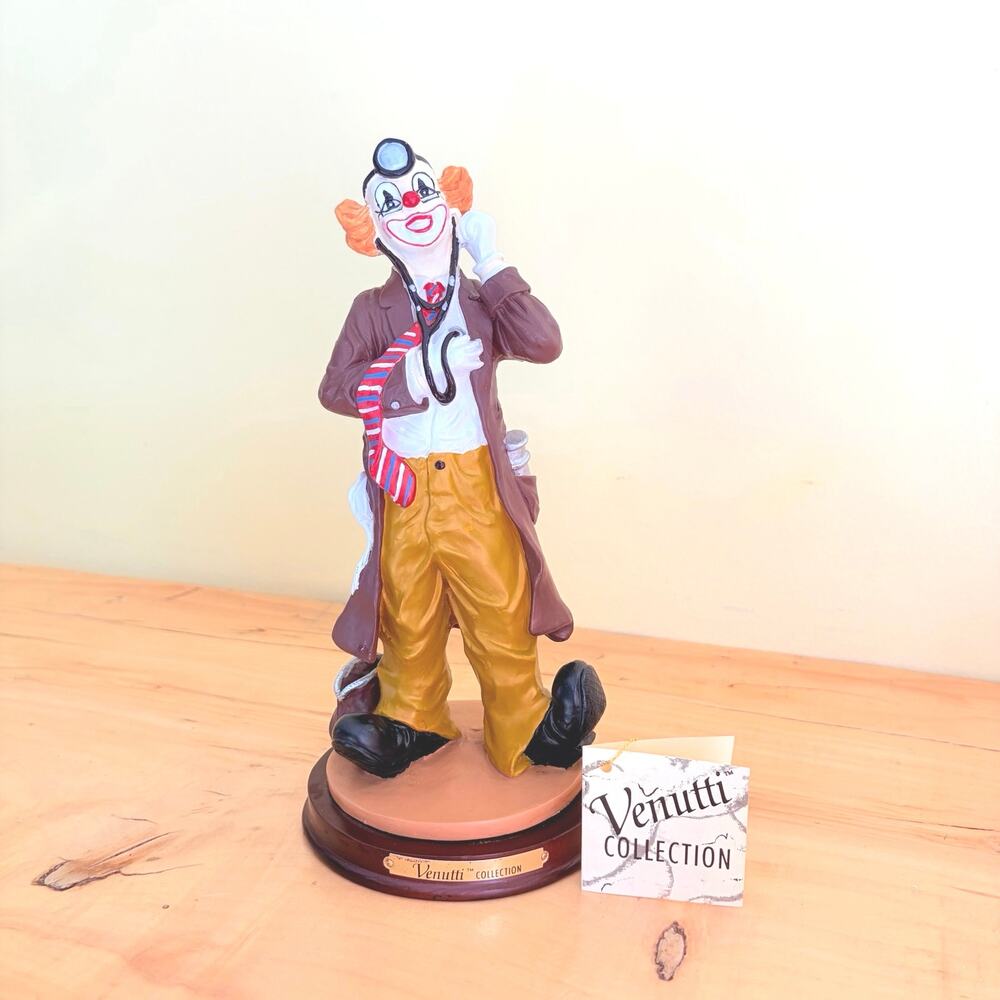 Vintage LaVie Venutti Clown Doctor Figurine 1980s Medical Professional Statue MD